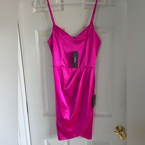 Lulu's Fuchsia Satin Dress